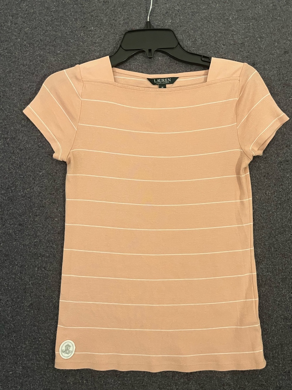 Ralph Lauren Peach & White Stripe Short Sleeve Tee